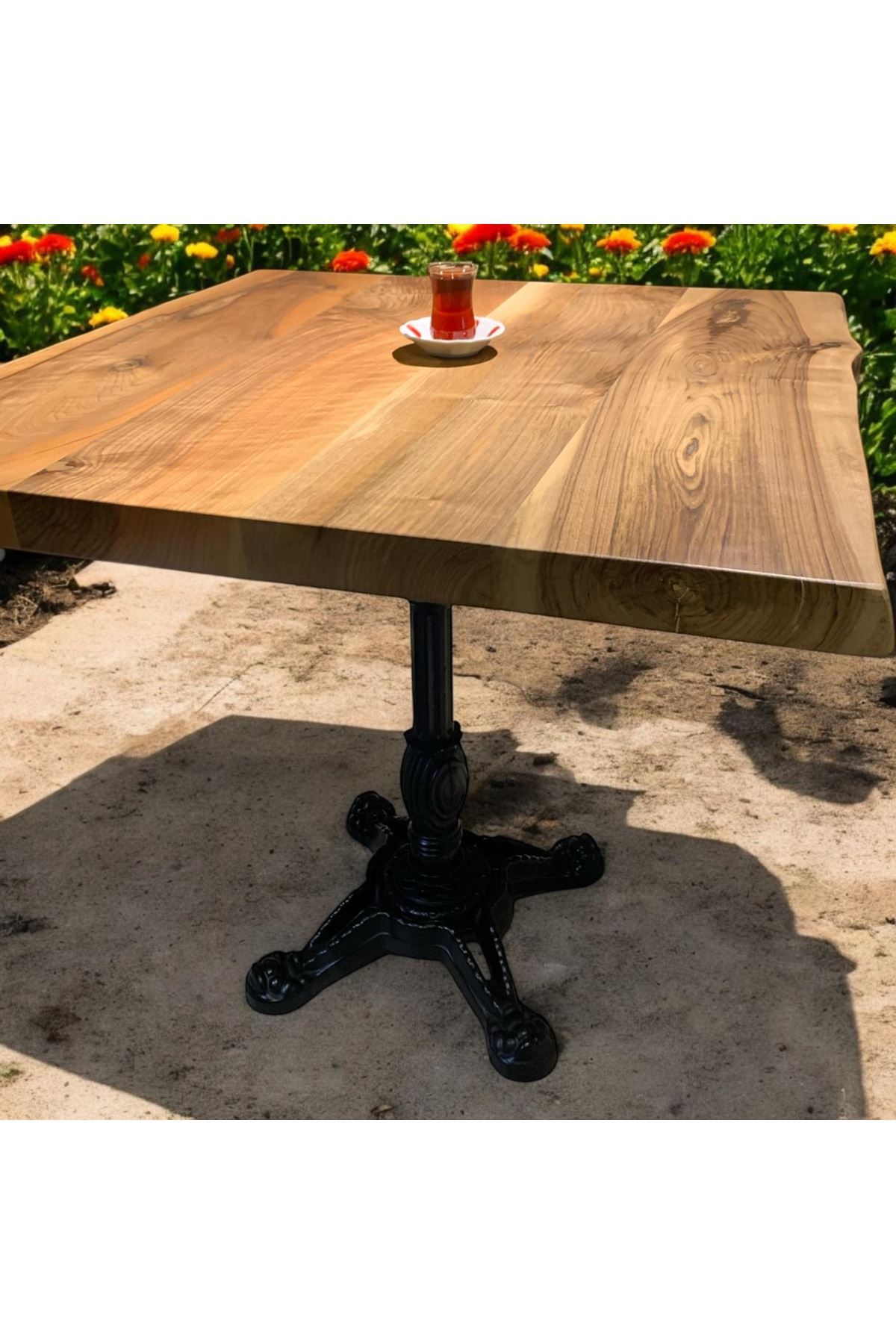 CAFE MASA Ahşap Kütük Masa ASLAN AYAK KARE 70x70