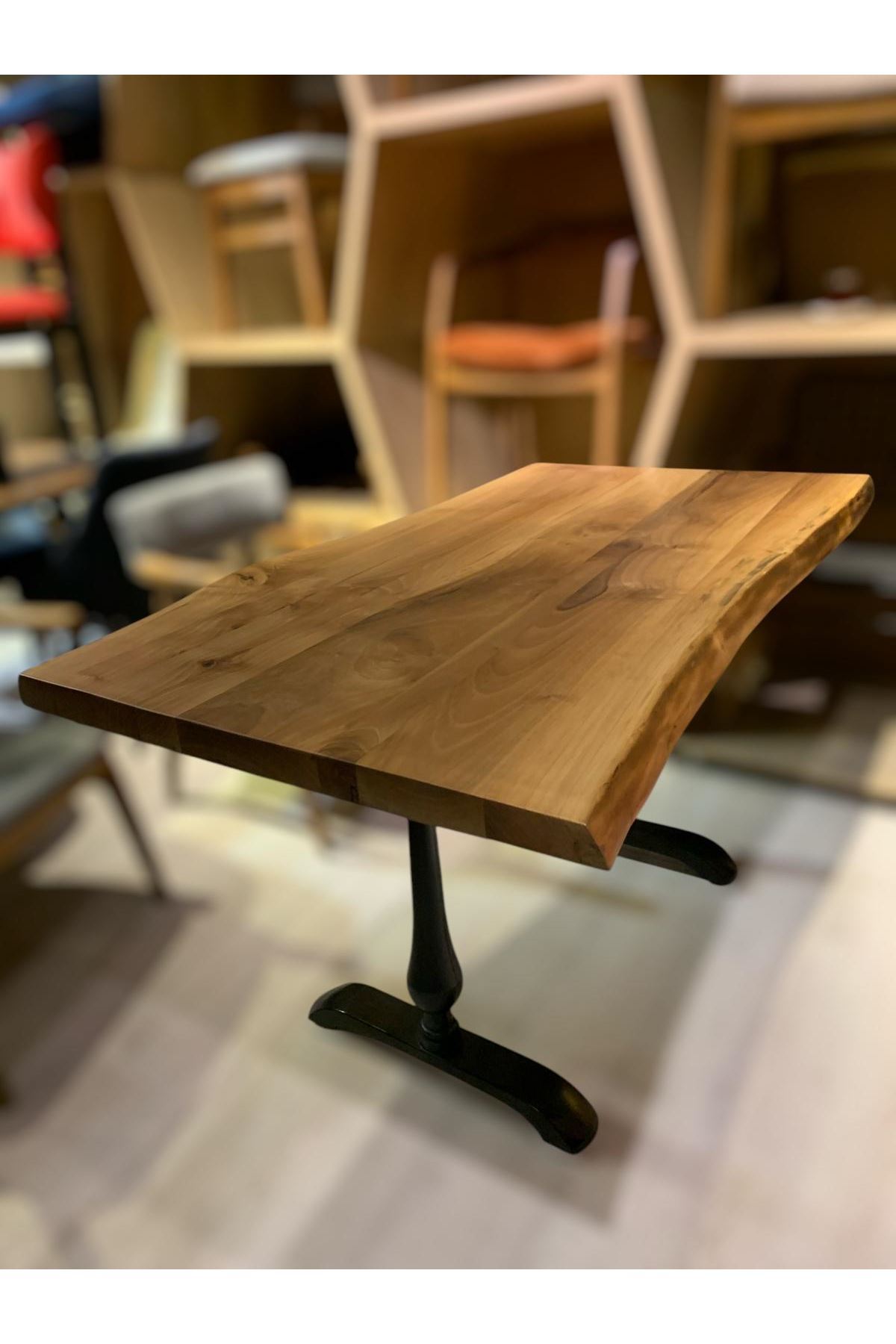 CAFE MASA Ahşap Kütük Masa DAMLA AYAK 120x70