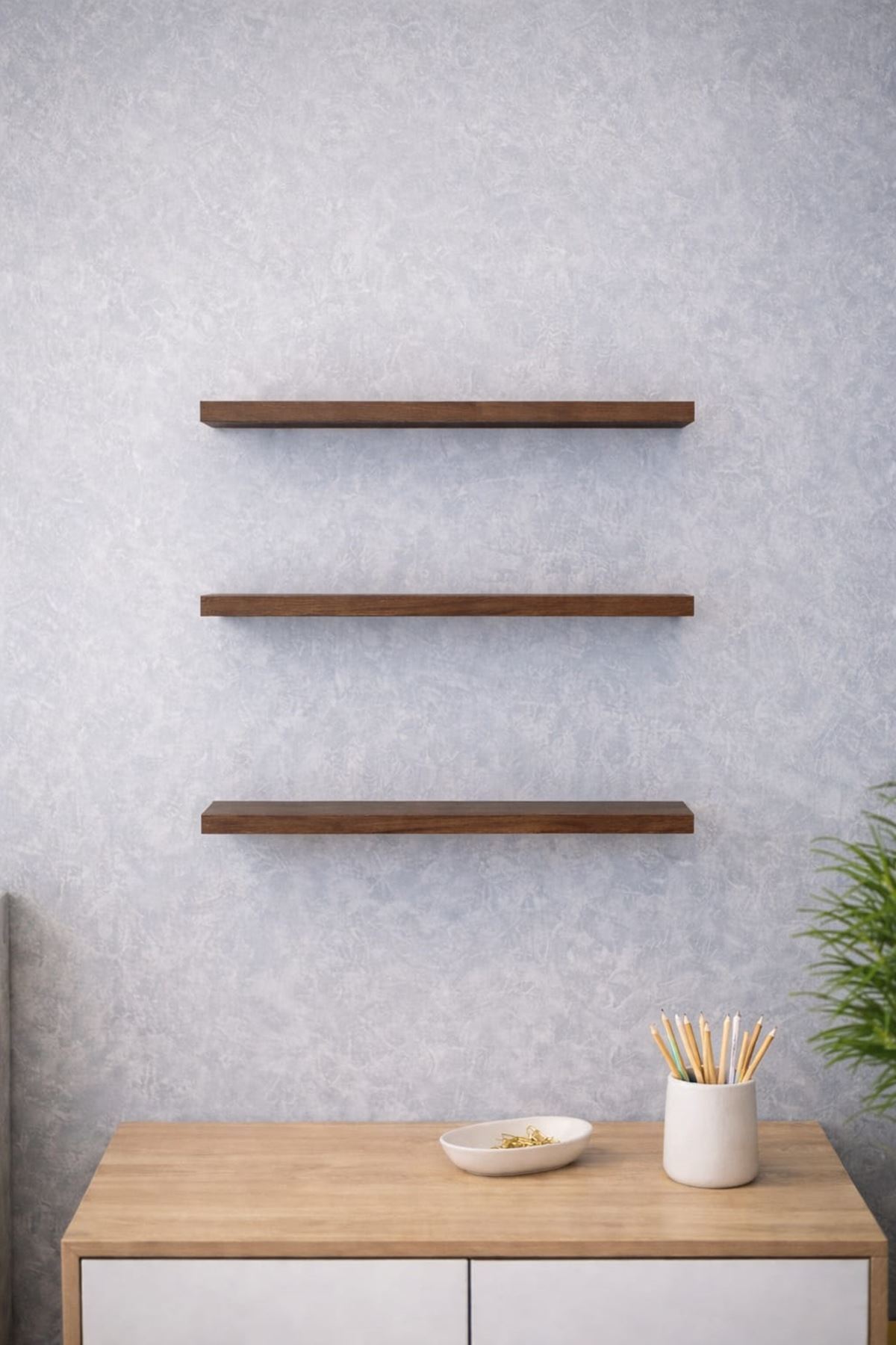 3'lü Uçan Duvar Rafı Set Gizli Raf- Barok 15x30