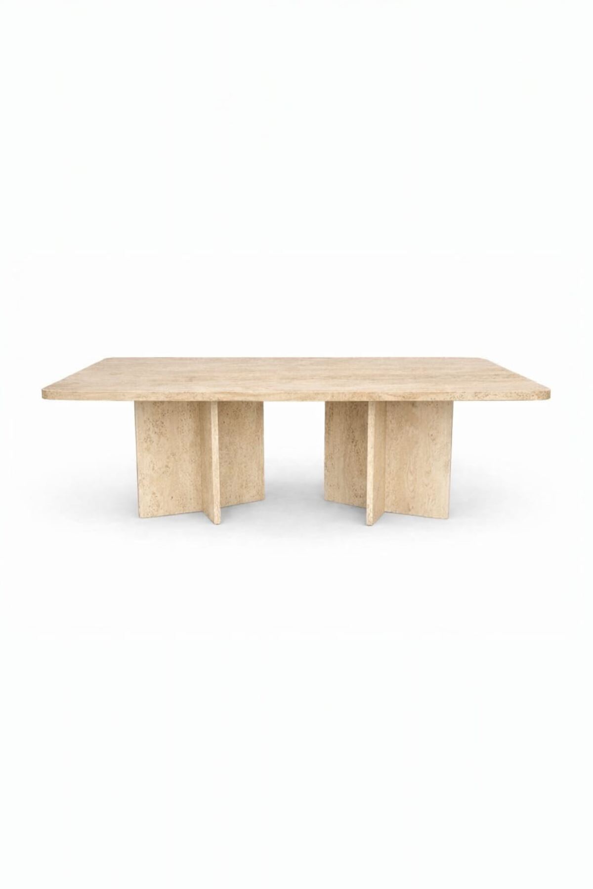 Dikdörtgen Salon Yemek Masası Kare Ayak 36mm Kalın Kenarlı 180x90-Traverten