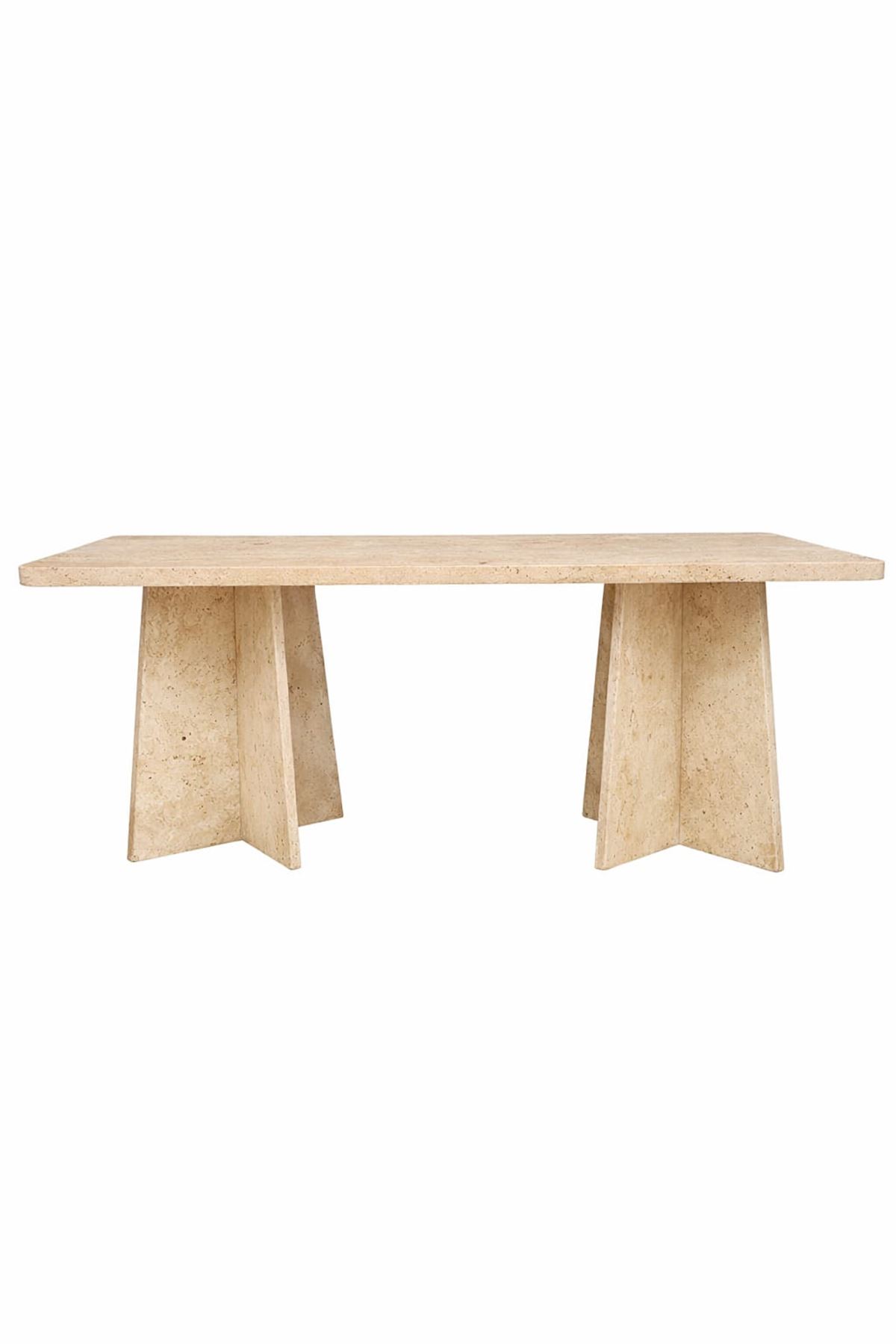 Dikdörtgen Salon Yemek Masası Mantar Ayak - 36mm Kalın Kenarlı 160x90-Traverten