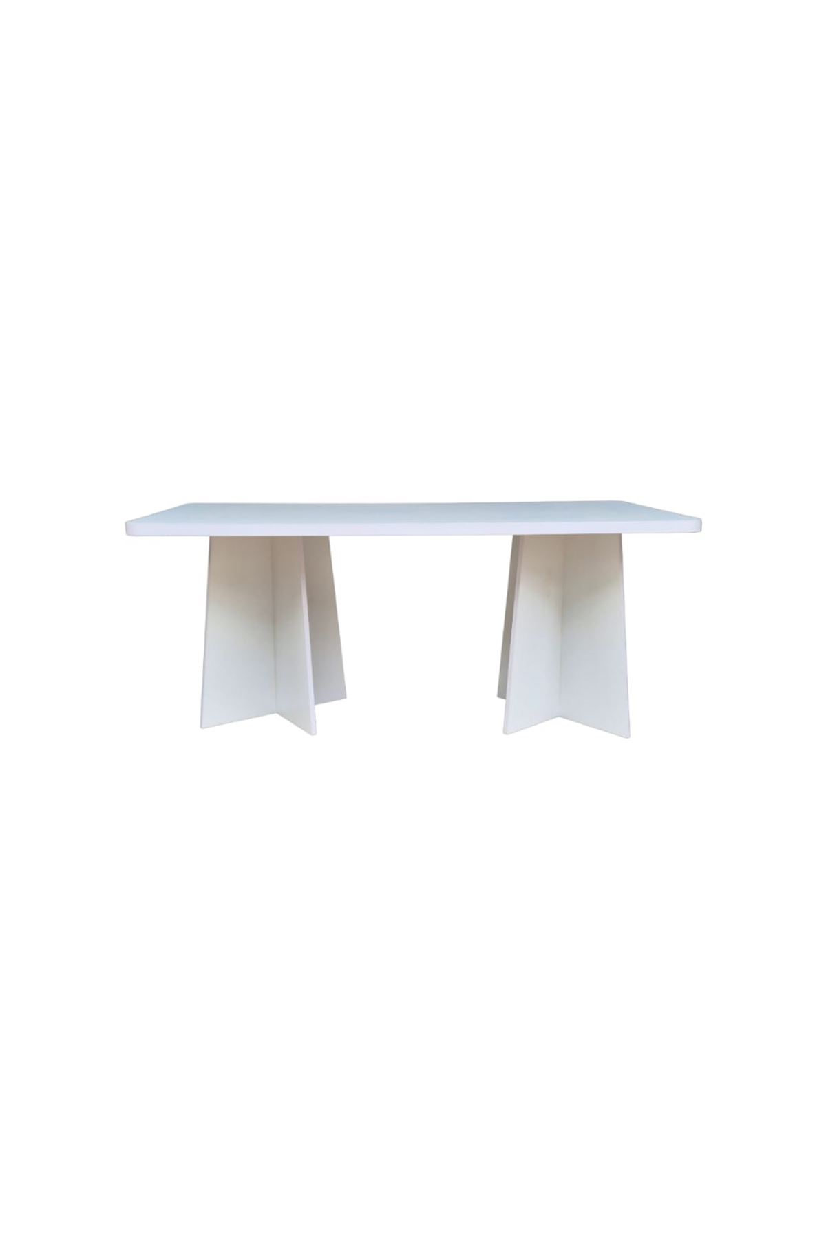 Dikdörtgen Salon Yemek Masası Mantar Ayak - 36mm Kalın Kenarlı 160x90-Beyaz