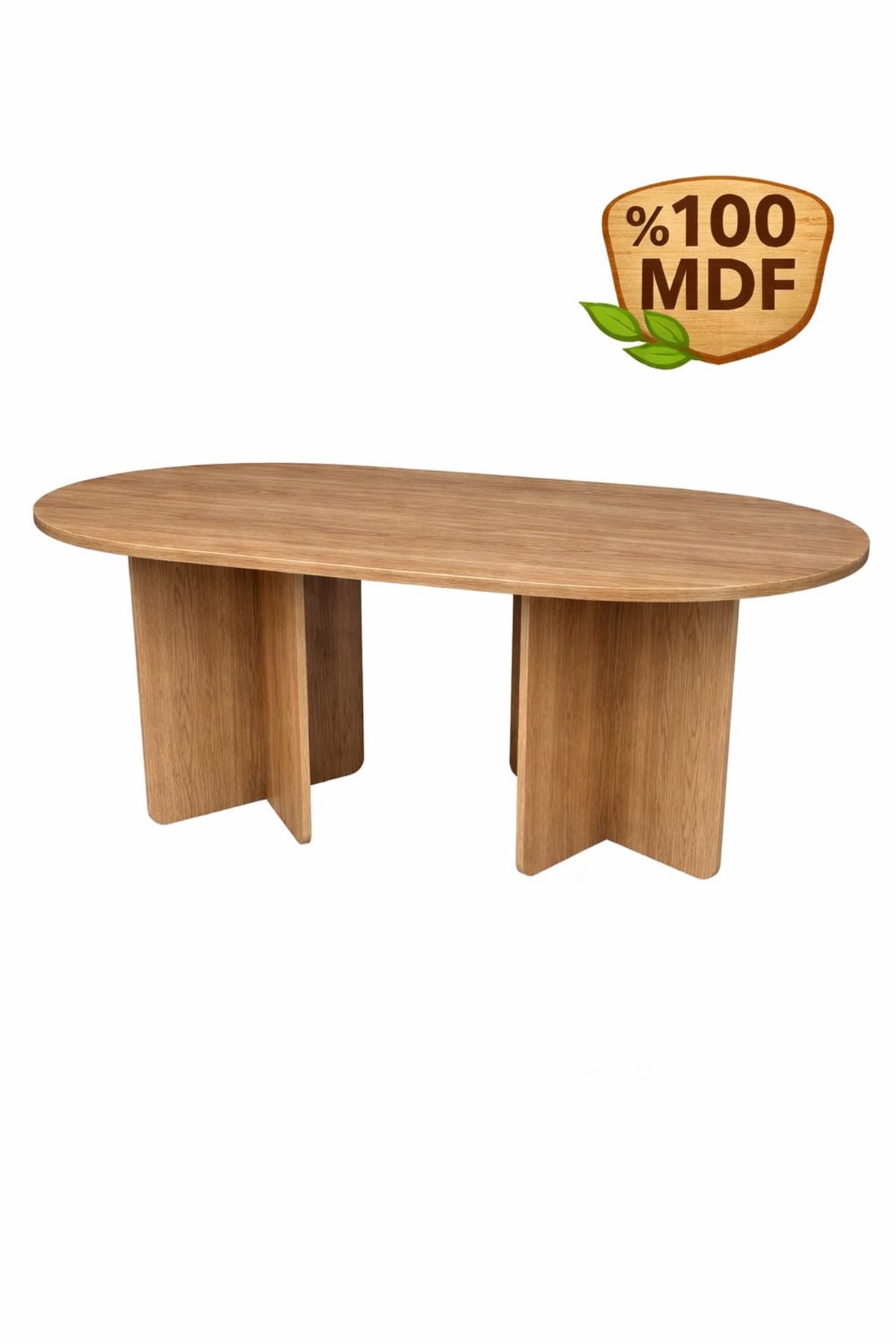 Oval Salon Yemek Masası Kare Ayak 36mm Kalın Kenarlı -160x90-Afrika Ceviz