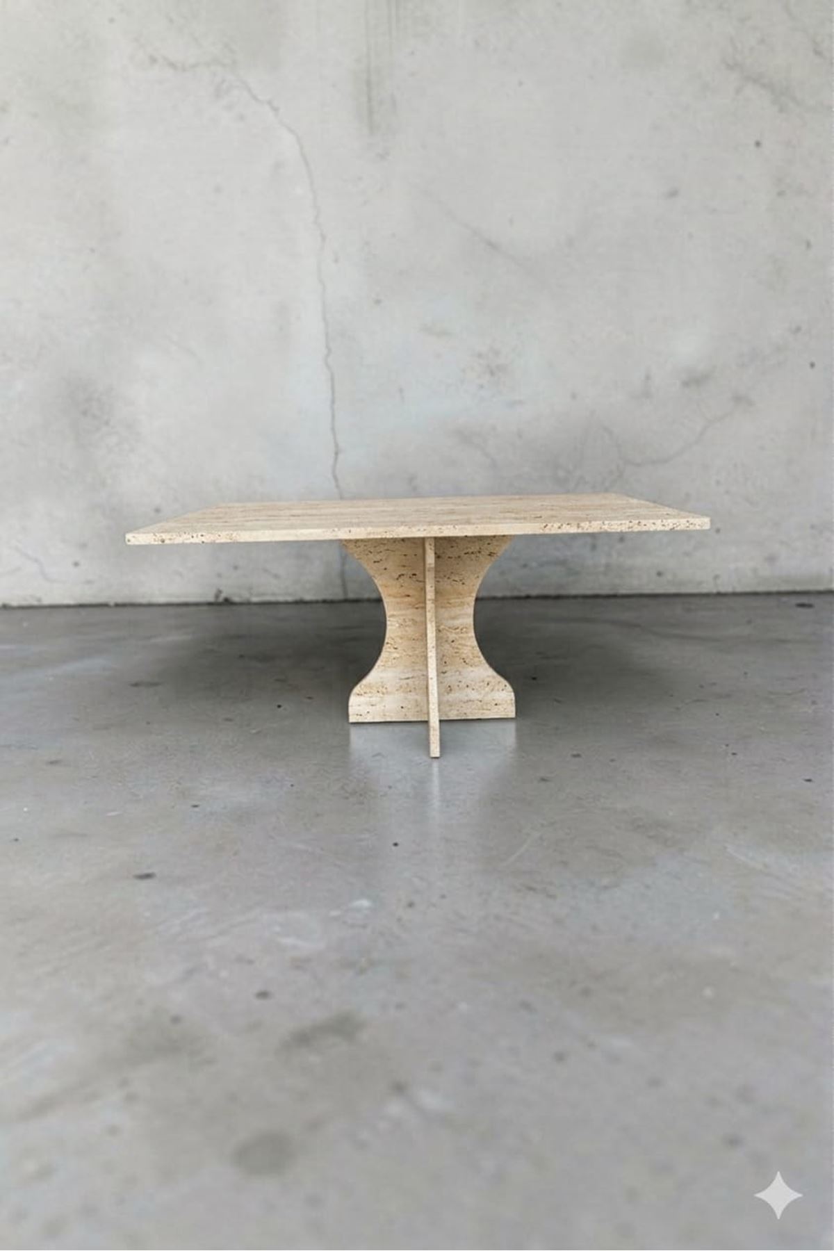 Dikdörtgen Salon Yemek Masası Kemer Tek Ayak 160x90 - Traverten