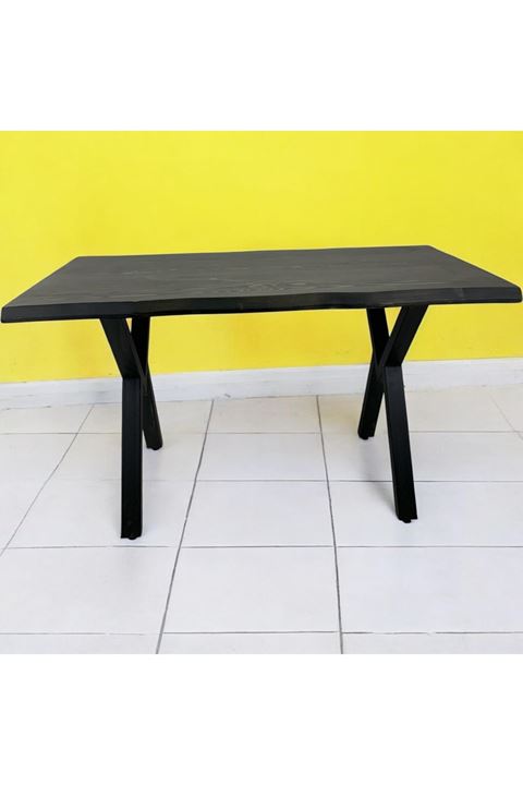 CAFE MASA SİYAH KÖKNAR Kütük Masa X AYAK SİYAH 120x70