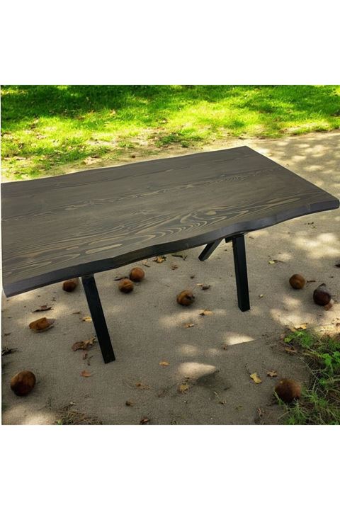 CAFE MASA SİYAH KÖKNAR Kütük Masa X AYAK SİYAH 140x70