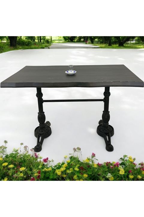 CAFE MASA KÖKNAR Kütük Masa SİYAH ASLAN AYAK 160x80