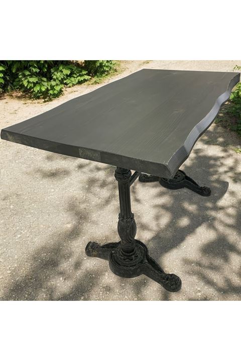 CAFE MASA KÖKNAR Kütük Masa SİYAH ASLAN AYAK 200x100