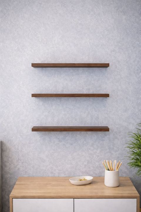3'lü Uçan Duvar Rafı Set Gizli Raf- Barok 15x50