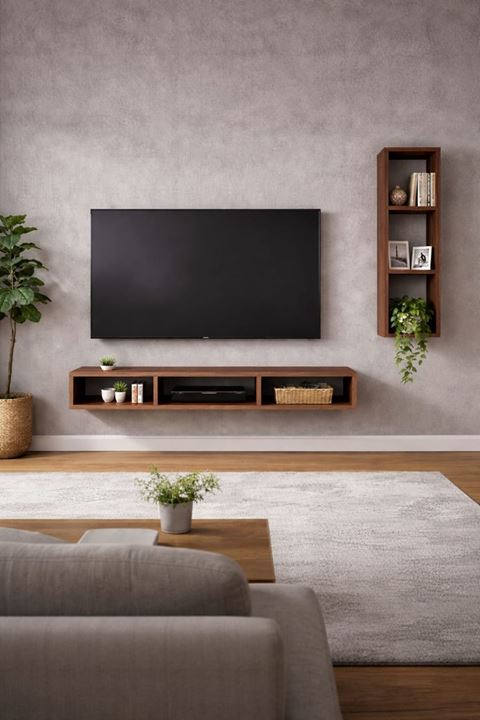 Dekoratif Duvar Rafı - Tv Ünitesi 2 Parçalı Barok 90x90