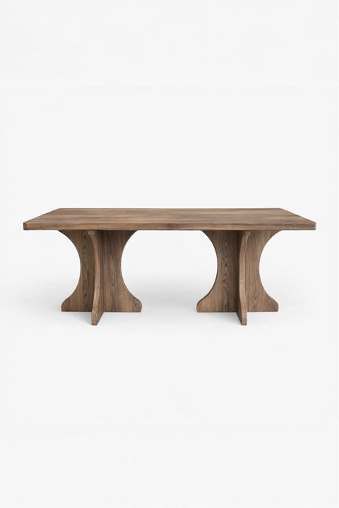 Dikdörtgen Salon Yemek Masası Kemer Ayak - 36mm Kalın Kenarlı 180x90-Afrika Ceviz