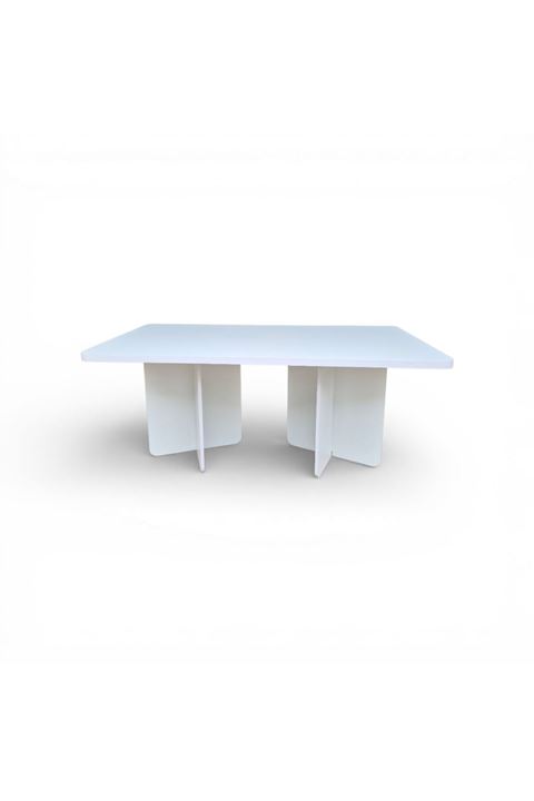 Dikdörtgen Salon Yemek Masası Kare Ayak 36mm Kalın Kenarlı 160x90-Beyaz