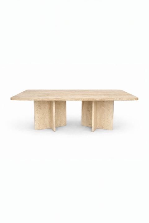 Dikdörtgen Salon Yemek Masası Kare Ayak 36mm Kalın Kenarlı 160x90-Traverten