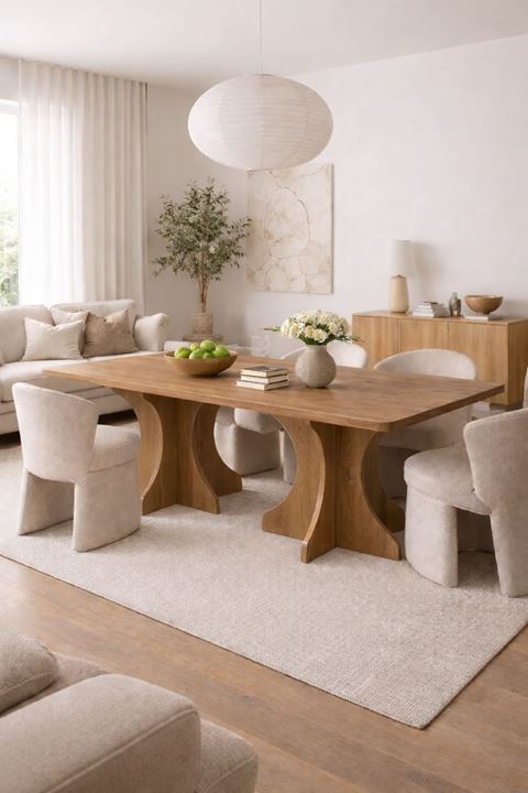 Dikdörtgen Salon Yemek Masası Kemer Ayak - 36mm Kalın Kenarlı 160x90-Afrika Ceviz