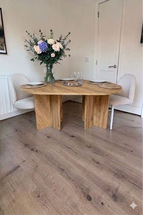 Oval Salon Yemek Masası Kare Ayak 36mm Kalın Kenarlı -160x90-Afrika Ceviz