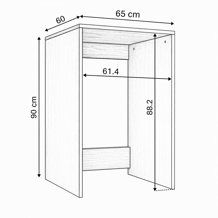 Çamaşır Makinesi Kapaksız Banyo Dolabı Mat Beyaz - Barok