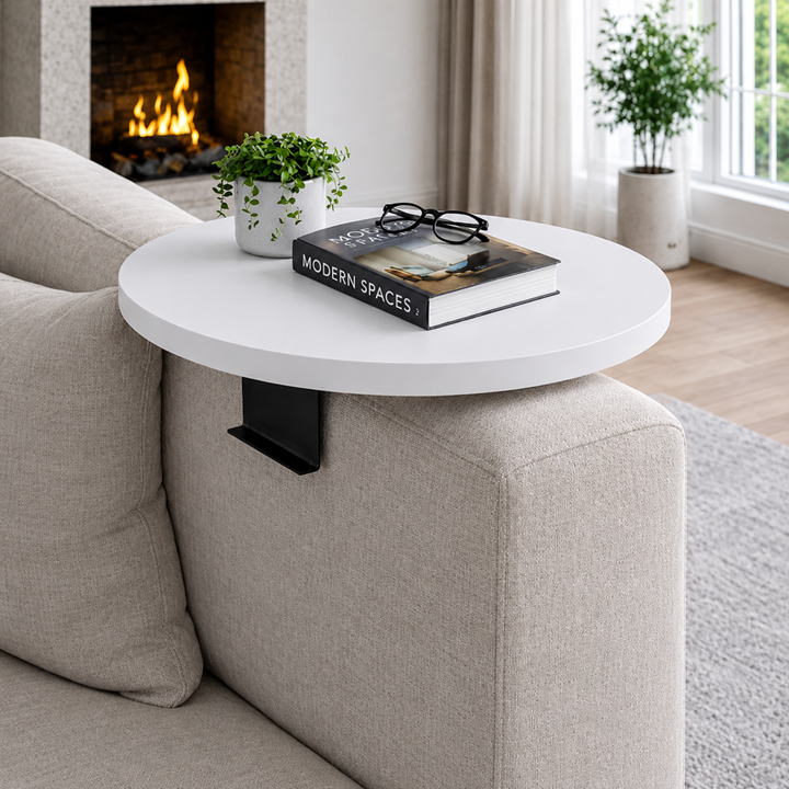 Yan Sehpa Ayarlanabilir Tepsi Dekoratif Modern Tepsi Beyaz