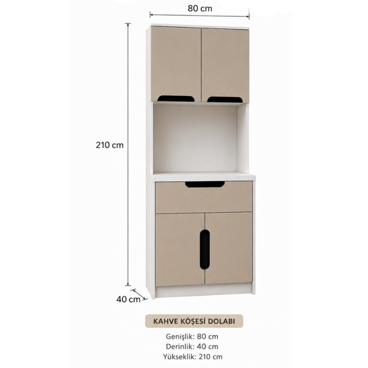 Ledli Kahve Köşesi Dolabı - %100 MDF-80 CM