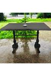 CAFE MASA KÖKNAR Kütük Masa SİYAH ASLAN AYAK 180x90