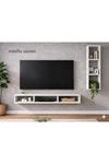Dekoratif Duvar Rafı - Tv Ünitesi 2 Parçalı Beyaz 150x90