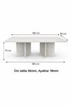 Dikdörtgen Salon Yemek Masası Kare Ayak 36mm Kalın Kenarlı 180x90-Beyaz