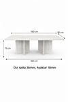 Dikdörtgen Salon Yemek Masası Mantar Ayak - 36mm Kalın Kenarlı 160x90-Beyaz
