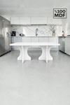 Dikdörtgen Salon Yemek Masası Kemer Ayak - 36mm Kalın Kenarlı 160x90-Beyaz