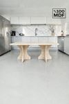 Dikdörtgen Salon Yemek Masası Kemer Ayak - 36mm Kalın Kenarlı 160x90-Traverten