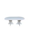 Oval Salon Yemek Masası Kemer Ayak 36mm Kalın Kenarlı 180x90 -Beyaz