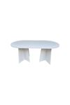 Oval Salon Yemek Masası Mantar Ayak 36mm Kalın Kenarlı 180x90 -Beyaz