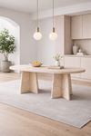 Oval Salon Yemek Masası Mantar Ayak 36mm Kalın Kenarlı 180x90-Traverten