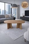 Oval Salon Yemek Masası Mantar Ayak 36mm Kalın Kenarlı -180x90-Afrika Ceviz