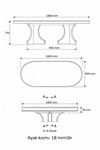 Oval Salon Yemek Masası Mantar Ayak 36mm Kalın Kenarlı 160x90-Traverten