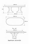 Oval Salon Yemek Masası Mantar Ayak 36mm Kalın Kenarlı 160x90 -Beyaz
