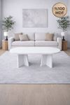 Oval Salon Yemek Masası Mantar Ayak 36mm Kalın Kenarlı 160x90 -Beyaz