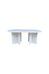 Oval Salon Yemek Masası Kare Ayak 36mm Kalın Kenarlı 180X90 -Beyaz