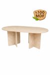 Oval Salon Yemek Masası Kare Ayak 36mm Kalın Kenarlı 180X90 -Traverten
