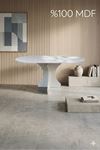 Oval Salon Yemek Masası Kemer Tek Ayak 160x90 -Beyaz