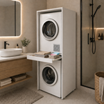 Çamaşır Ve Kurutma Makinesi Dolabı Kapaksız Çekmeceli Banyo Dolabı Beyaz