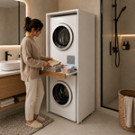 Çamaşır Ve Kurutma Makinesi Dolabı Kapaksız Çekmeceli Banyo Dolabı ATLANTIK ÇAM