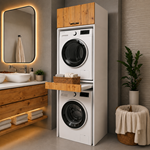 Çamaşır Ve Kurutma Makinesi Dolabı Çekmeceli Banyo Dolabı ATLANTIK ÇAM 