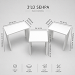 3'lü Zigon Sehpa Beyaz | İç İçe Geçen Modern Zigon Sehpa