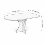 Oval Salon Yemek Masası Kemer Tek Ayak 160x90 -Beyaz 