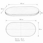 Oval Salon Yemek Masası Kare Ayak 36mm Kalın Kenarlı -Beyaz