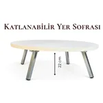 Katlanır Metal Ayaklı Yuvarlak Yer Sofrası 80cm – Beyaz Renk Hamur Açma ve Çok Amaçlı Masa