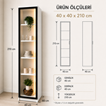 Cam Kapaklı Led Aydınlatmalı Vitrin 210x40